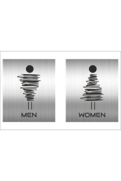 ORANLI PROMOSYON Wc Tuvalet Tabelası Kapı Ve Duvar Yönlendirme Levhası 10x12 Cm 2 Ayrı Metal Levha