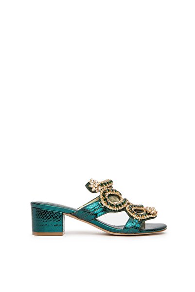 Cengiz Gümüş Yılan Derisi Yılan Model Kadın Topuklu Terlik