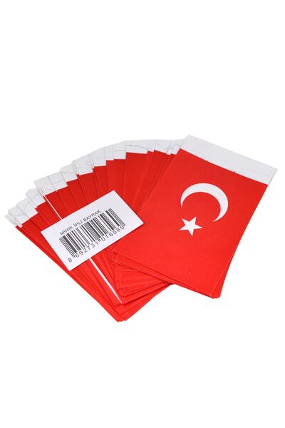 Kids Like Mini Ipli Kağıt Bayrak 50 Li Açılır Bayrak 23 Nisan Süsü Türk Bayrağı