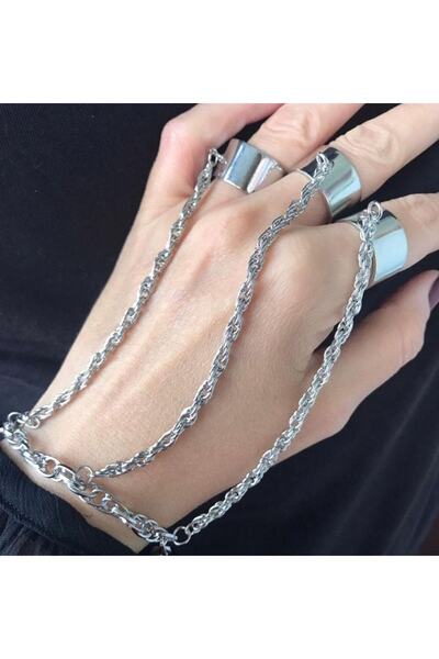 oldskoolbutik Set of 3 Adjustable Rings with Bracelets