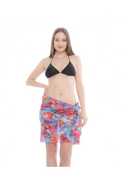 vawensea Women's Tie-Up Skirt Pareo Beach Dress Cherry Pattern