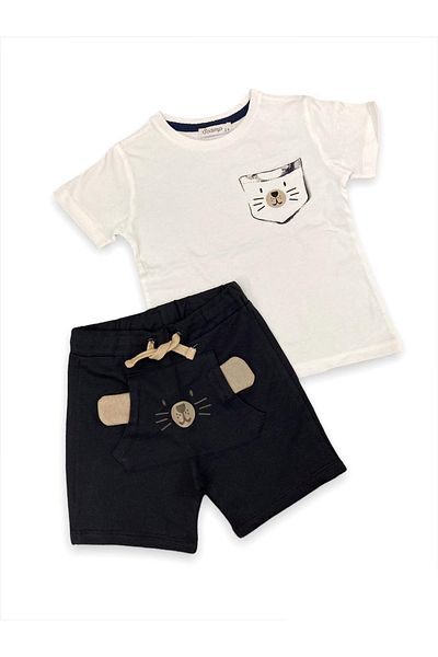 Pink Hippo Kids Set de pantaloni scurți detaliați cu ursuleț de pluș de sus și de jos