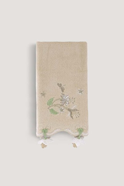 Arliva Home Prosop de zestre cu broderie din catifea Nergıs, bej, 50x85