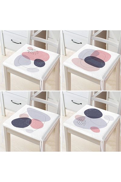 Realhomes 4-Piece Colorful Geometric Patterned Modern Zippered Chair Cushion Set on White Background