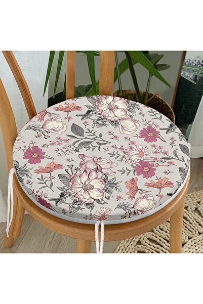 Realhomes Papatya & Gül Tasarımlı Dijital Baskılı Modern Yuvarlak Fermuarlı S...