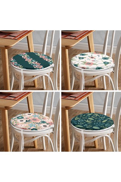 Realhomes Set de perne pentru scaune rotunde, moderne, cu fermoar, cu model floral, colorat, 4 piese, pe podea