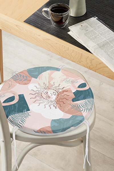 Realhomes Сучасна кругла подушка для стільця з цифровим принтом та абстрактни...