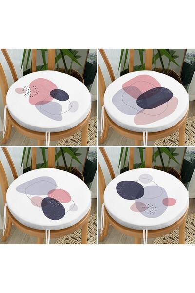 Realhomes Set de 4 perne pentru scaune rotunde cu fermoar, cu model geometric...