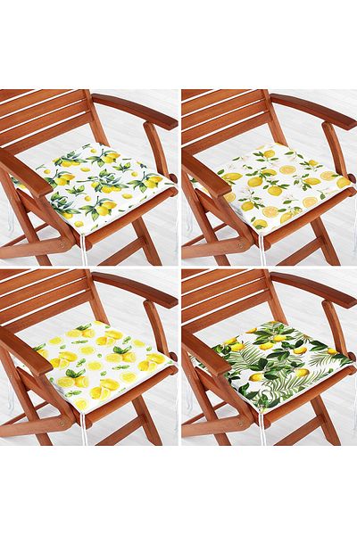 Realhomes Set de 4 perne pentru scaune cu fermoar cu design special tematice de lamaie