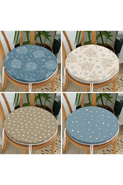 Realhomes Набір з 4 кольорових круглих стільців з геометричним малюнком на пі...