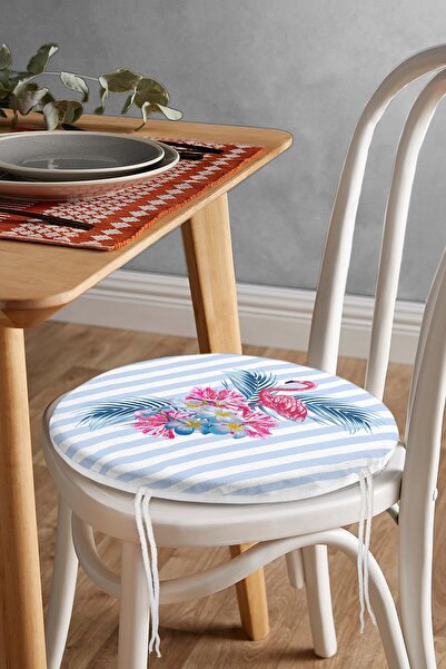 Realhomes Смугастий фламінго з підлогою круглий стільцевий подушка на блискавці