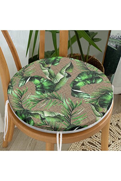 Realhomes Спеціальний дизайн круглий диванчик з зеленим візерунком листя на д...