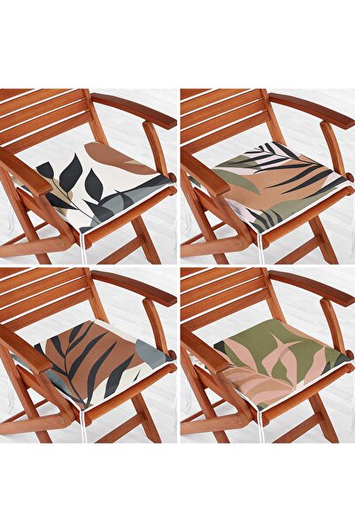 Realhomes Set de 4 perne pentru scaune moderne, cu fermoar, imprimate digital, cu frunze subțiri de ramuri cu design special