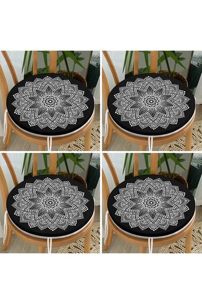 Realhomes Set de perne pentru scaune rotunde, rotunde, cu fermoar, imprimate digital, cu model mandala din 4 piese