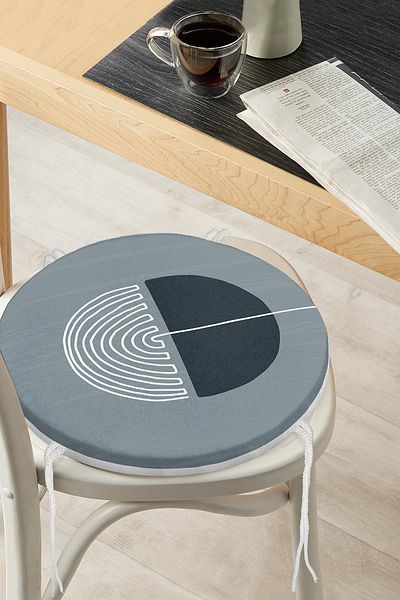 Realhomes Digital Printed Round Zippered Chair Cushion with Abstract Style Onedraw Drawing