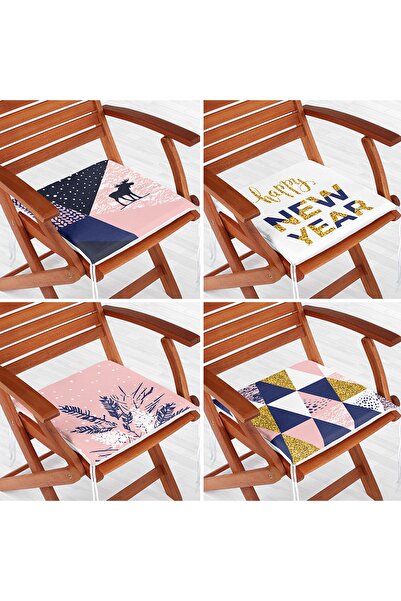 Realhomes Набір з 4 сучасних подушок для стільців із цифровим принтом на тему...