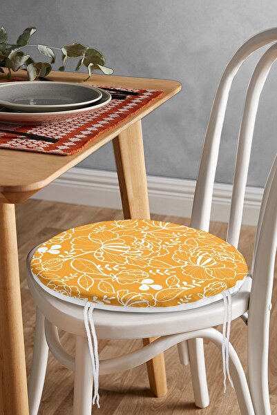 Realhomes Сучасна кругла подушка для стільця з цифровим принтом у вигляді кві...