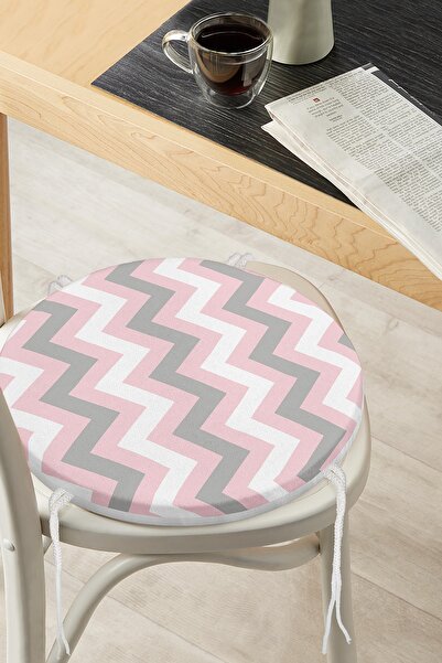 Realhomes Кольоровий цифровий принт із зигзагоподібним візерунком, кругла под...