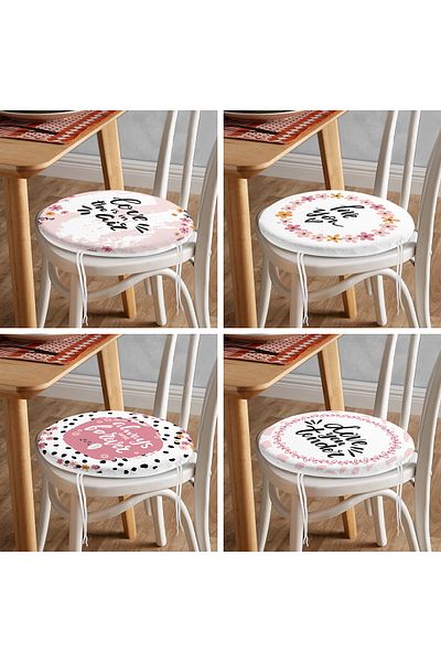 Realhomes 4-Piece Valentine's Day Concept Special Design Modern Combination Round Zipper Chair Cushion Set