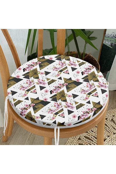 Realhomes Mosaic Patterned Round Zippered Chair Cushion