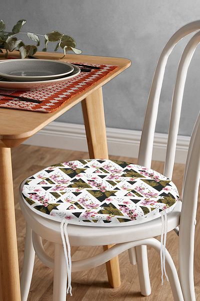Realhomes Mosaic Patterned Round Zippered Chair Cushion