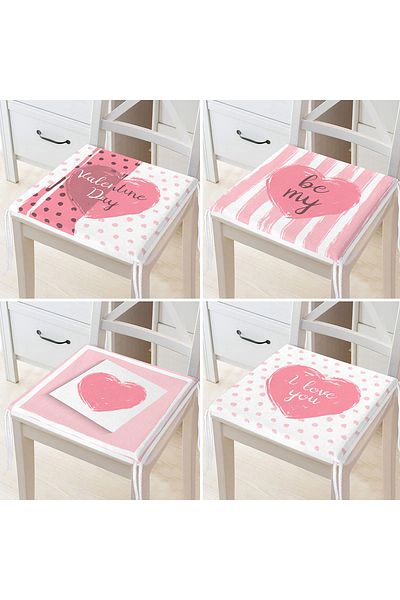 Realhomes 4-Piece Valentine's Day Concept Special Design Modern Combination Zippered Chair Cushion Set