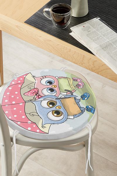 Realhomes Cute Cats Digital Printed Round Zippered Chair Cushion