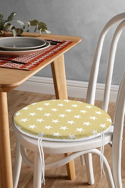 Realhomes Modern Star Patterned Digital Printed Round Zippered Chair Cushion