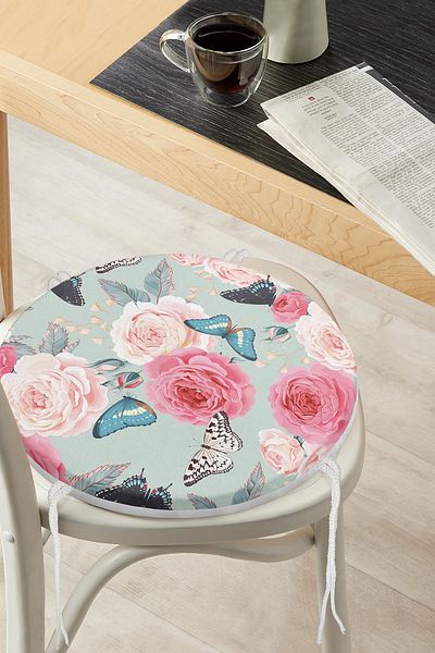Realhomes Stained Butterflies Drawing Round Zippered Chair Cushion
