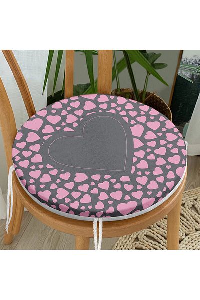 Realhomes Valentine's Day Themed Special Design Digital Printed Modern Round Zippered Chair Cushion