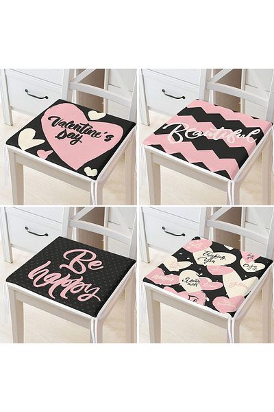 Realhomes 4-Piece Valentine's Day Concept Special Design Modern Combination Zippered Chair Cushion Set