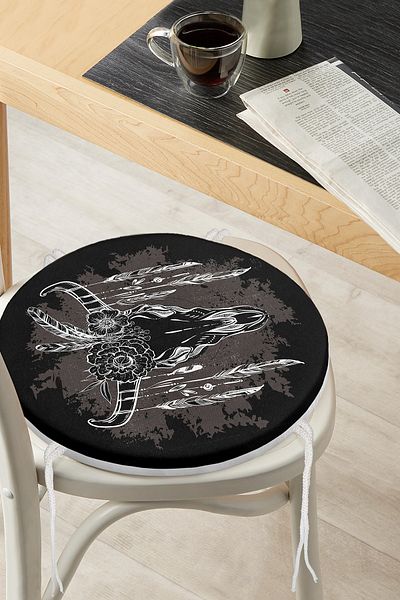 Realhomes Cow Head Special Design Digital Printed Round Zippered Chair Cushion