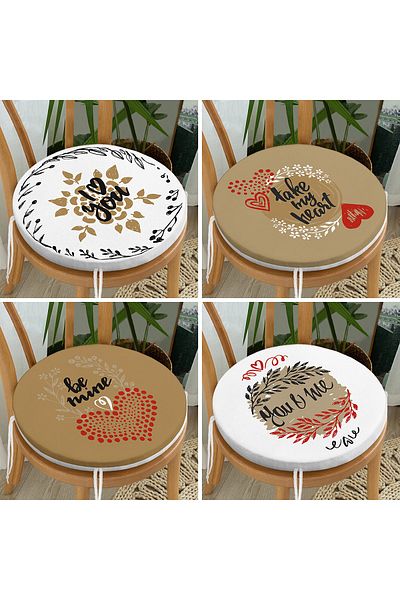 Realhomes 4-Piece Valentine's Day Concept Special Design Modern Combination Round Zipper Chair Cushion Set