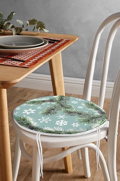 Realhomes Digital Printed Modern Round Zippered Chair Cushion with Snowflake Pattern on Colorful Floor