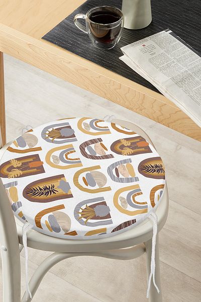 Realhomes Ethnic Abstract Design Digital Printed Round Zippered Chair Cushion