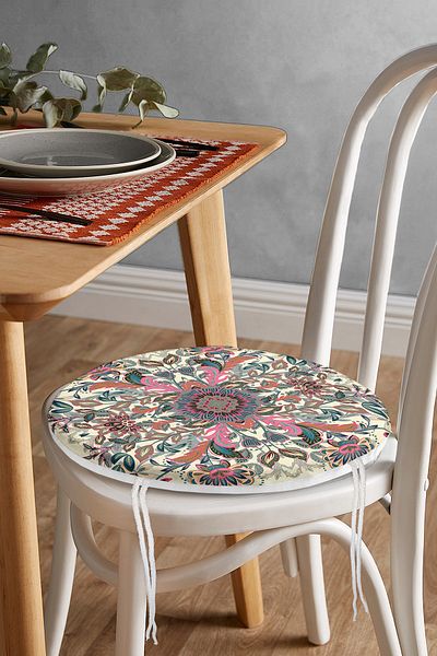 Realhomes Ethnic Motif Digital Printed Modern Round Zippered Chair Cushion