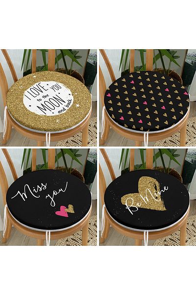 Realhomes 4-Piece Valentine's Day Concept Special Design Modern Combination Round Zipper Chair Cushion Set