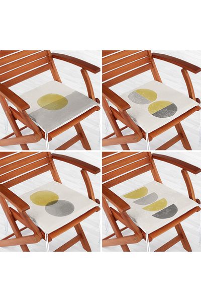 Realhomes Set of 4 Abstract Drawing Pastel Colored Special Design Digital Printed Modern Zippered Chair Cushions