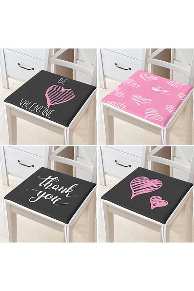 Realhomes 4-Piece Valentine's Day Concept Special Design Modern Combination Zippered Chair Cushion Set