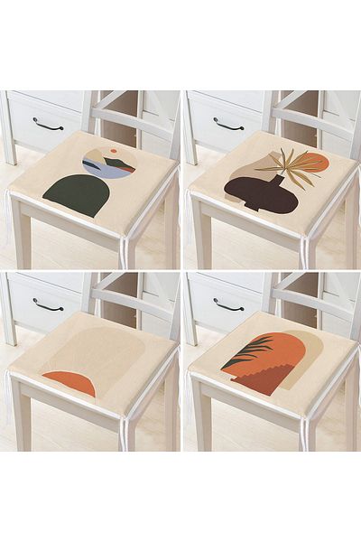 Realhomes Set of 4 Ethnic Special Design Digital Printed Modern Zippered Chair Cushions