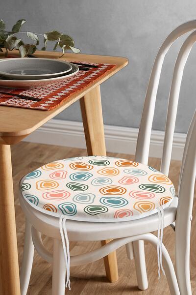 Realhomes Сучасна кругла подушка для стільця з цифровим принтом геометричного...