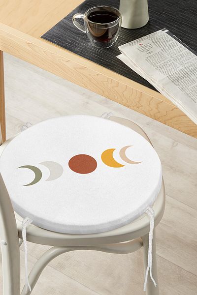 Realhomes Moon's Transformations Special Design Digital Printed Round Zippered Chair Cushion