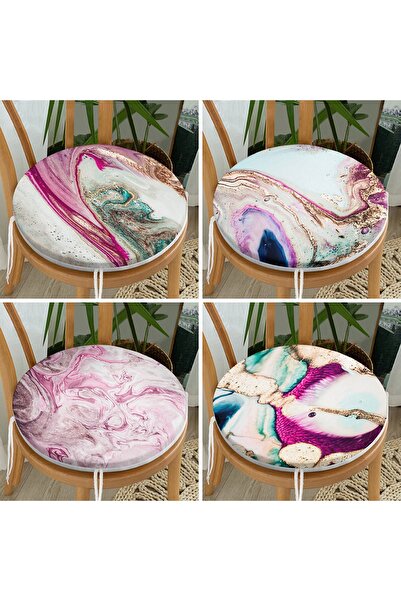 Realhomes Набір з 4 сучасних круглих подушок для стільців з принтом Mermet