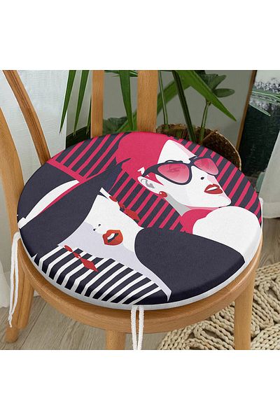 Realhomes Fashion Womens Popart Modern Designed Round Zippered Chair Cushion