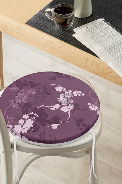Realhomes Colorful Floral Patterned Digital Printed Modern Round Zippered Chair Cushion on the Floor