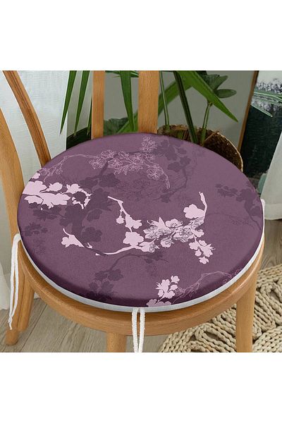 Realhomes Colorful Floral Patterned Digital Printed Modern Round Zippered Chair Cushion on the Floor