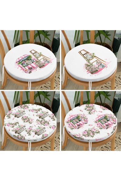 Realhomes Набір з 4 крісел з цифровим принтом, спеціального дизайну, з кругли...