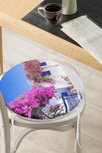 Realhomes Purple Ivy Patterned Digital Printed Round Zippered Chair Cushion