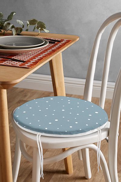 Realhomes White Polka Dot Digital Printed Modern Round Zippered Chair Cushion with Colorful Background