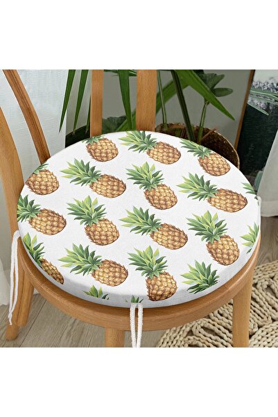 Realhomes Кругла подушка для стільця з цифровим принтом у вигляді ананаса та ...